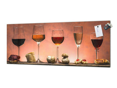 Glass splashback with metal backing - Kitchen glass panel: Wines and food