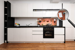 Glass splashback with metal backing - Kitchen glass panel: Wines and food