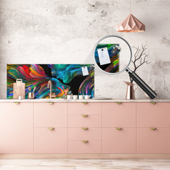 Glass splashback with metal backing - Kitchen glass panel: Bird of Love