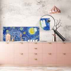 Glass splashback with metal backing - Kitchen glass panel: Moon bright