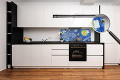 Glass splashback with metal backing - Kitchen glass panel: Moon bright