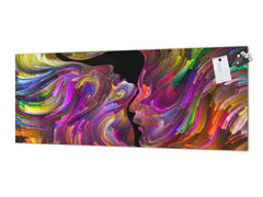 Glass splashback with metal backing - Kitchen glass panel: Swirls of Fate - male and female