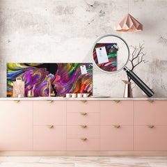 Glass splashback with metal backing - Kitchen glass panel: Swirls of Fate - male and female