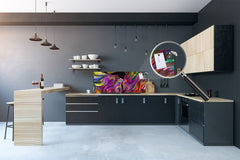 Glass splashback with metal backing - Kitchen glass panel: Swirls of Fate - male and female