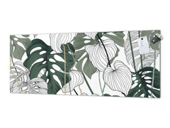 Glass splashback with metal backing - Kitchen glass panel: Philodendron vintage