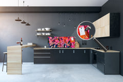 Glass splashback with metal backing - Kitchen glass panel: Psychedelic smears of paint