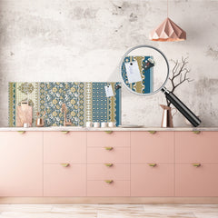 Glass splashback with metal backing - Kitchen glass panel: Indian saree design