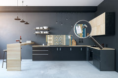 Glass splashback with metal backing - Kitchen glass panel: Indian saree design