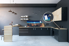Stunning glass wall art - Wide format backsplash with magnetic properties: fly in above clouds