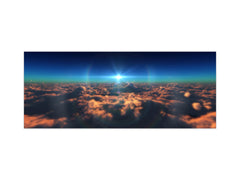 Stunning glass wall art - Wide format backsplash with magnetic properties: fly in above clouds