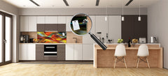 Stunning glass wall art - Wide format backsplash with magnetic properties: Wavy modern art