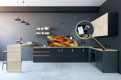 Stunning glass wall art - Wide format backsplash with magnetic properties: Wavy modern art