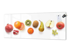 Stunning glass wall art - Wide format backsplash with magnetic properties: Fruits flat lay