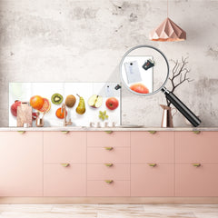 Stunning glass wall art - Wide format backsplash with magnetic properties: Fruits flat lay