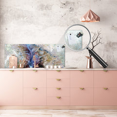 Stunning glass wall art - Wide format backsplash with magnetic properties: Veins of the earth