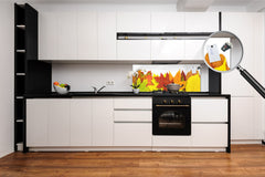 Stunning glass wall art - Wide format backsplash with magnetic properties: Autumn tree leaf