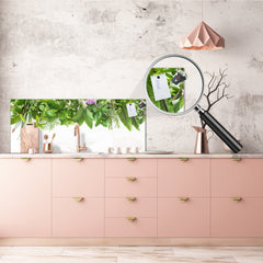 Stunning glass wall art - Wide format backsplash with magnetic properties: Garden herbs
