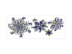 Wide-format tempered glass kitchen wall panel with metal backing - and without: Paisley set