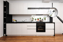 Wide-format tempered glass kitchen wall panel with metal backing - and without: Cactus line