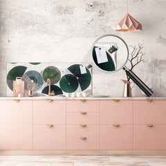 Wide-format tempered glass kitchen wall panel with metal backing - and without: Human crops in the desert