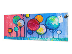 Wide-format tempered glass kitchen wall panel with metal backing - and without: Paisaje impresionista a mano