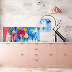 Wide-format tempered glass kitchen wall panel with metal backing - and without: Paisaje impresionista a mano