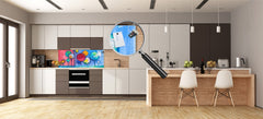 Wide-format tempered glass kitchen wall panel with metal backing - and without: Paisaje impresionista a mano