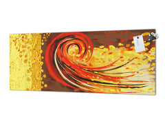 Wide-format tempered glass kitchen wall panel with metal backing - and without: Color whirls