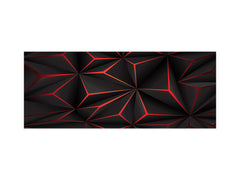 Wide-format tempered glass kitchen wall panel with metal backing - and without: Futuristic multicorner