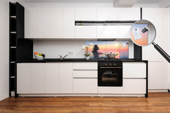 Toughened printed glass backsplash - Wideformat steel coated wall glass splashback: Zen Concept - Spa water lilly