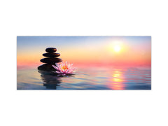 Toughened printed glass backsplash - Wideformat steel coated wall glass splashback: Zen Concept - Spa water lilly