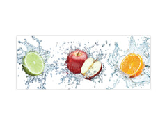 Toughened printed glass backsplash - Wideformat steel coated wall glass splashback: 3D Water splash Fruits 2