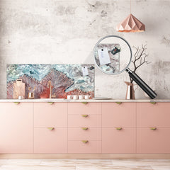 Toughened printed glass backsplash - Wideformat steel coated wall glass splashback: Autumn deserts of Africa from the air