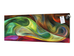 Toughened printed glass backsplash - Wideformat steel coated wall glass splashback: Modern art background