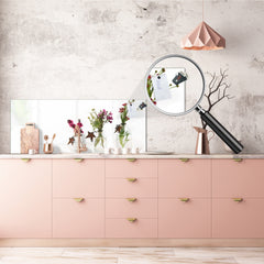 Toughened printed glass backsplash - Wideformat steel coated wall glass splashback: Spring blooms Santana Red