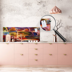 Stunning glass wall art - Wide format backsplash with magnetic properties: Colorful abstract art