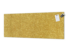 Stunning glass wall art - Wide format backsplash with magnetic properties: Gold glitter