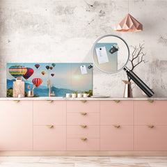 Stunning glass wall art - Wide format backsplash with magnetic properties: Baloons in Thailand