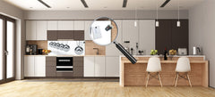 Stunning glass wall art - Wide format backsplash with magnetic properties: Metal Newton's cradle
