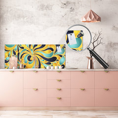 Stunning glass wall art - Wide format backsplash with magnetic properties: Silk flower print