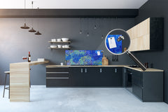 Stunning glass wall art - Wide format backsplash with magnetic properties: Van Gogh Modern art