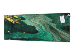 Stunning glass wall art - Wide format backsplash with magnetic properties: Green Swirl