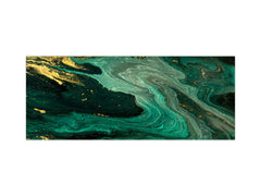 Stunning glass wall art - Wide format backsplash with magnetic properties: Green Swirl