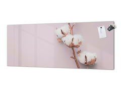 Wide format Wall panel with magnetic and non-magnetic metal sheet backing: Cotton flower on paper 2