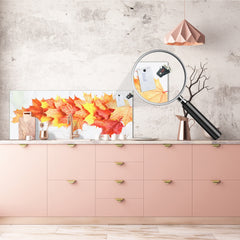 Wide format Wall panel with magnetic and non-magnetic metal sheet backing: Autumn maple leaves