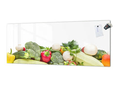 Wide format Wall panel with magnetic and non-magnetic metal sheet backing: Vegetables on white