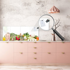 Wide format Wall panel with magnetic and non-magnetic metal sheet backing: Vegetables on white