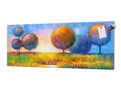 Wide format Wall panel with magnetic and non-magnetic metal sheet backing: Trees on the river bank