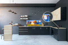 Wide format Wall panel with magnetic and non-magnetic metal sheet backing: Trees on the river bank