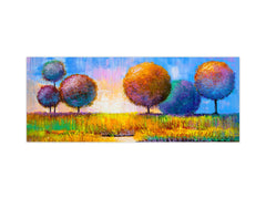 Wide format Wall panel with magnetic and non-magnetic metal sheet backing: Trees on the river bank